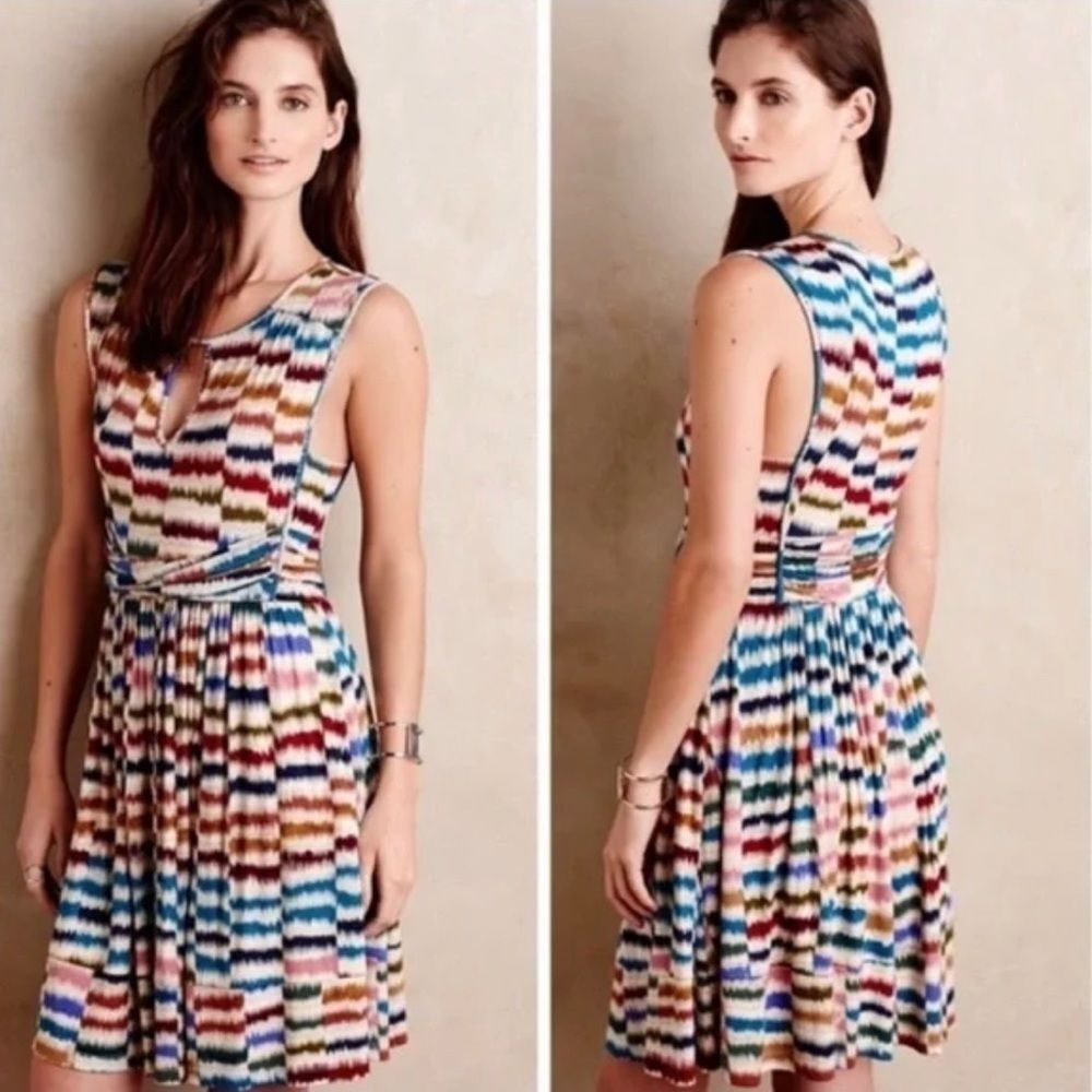 Maeve Anthropologie Sennebec Pocket Tie Dye Dress